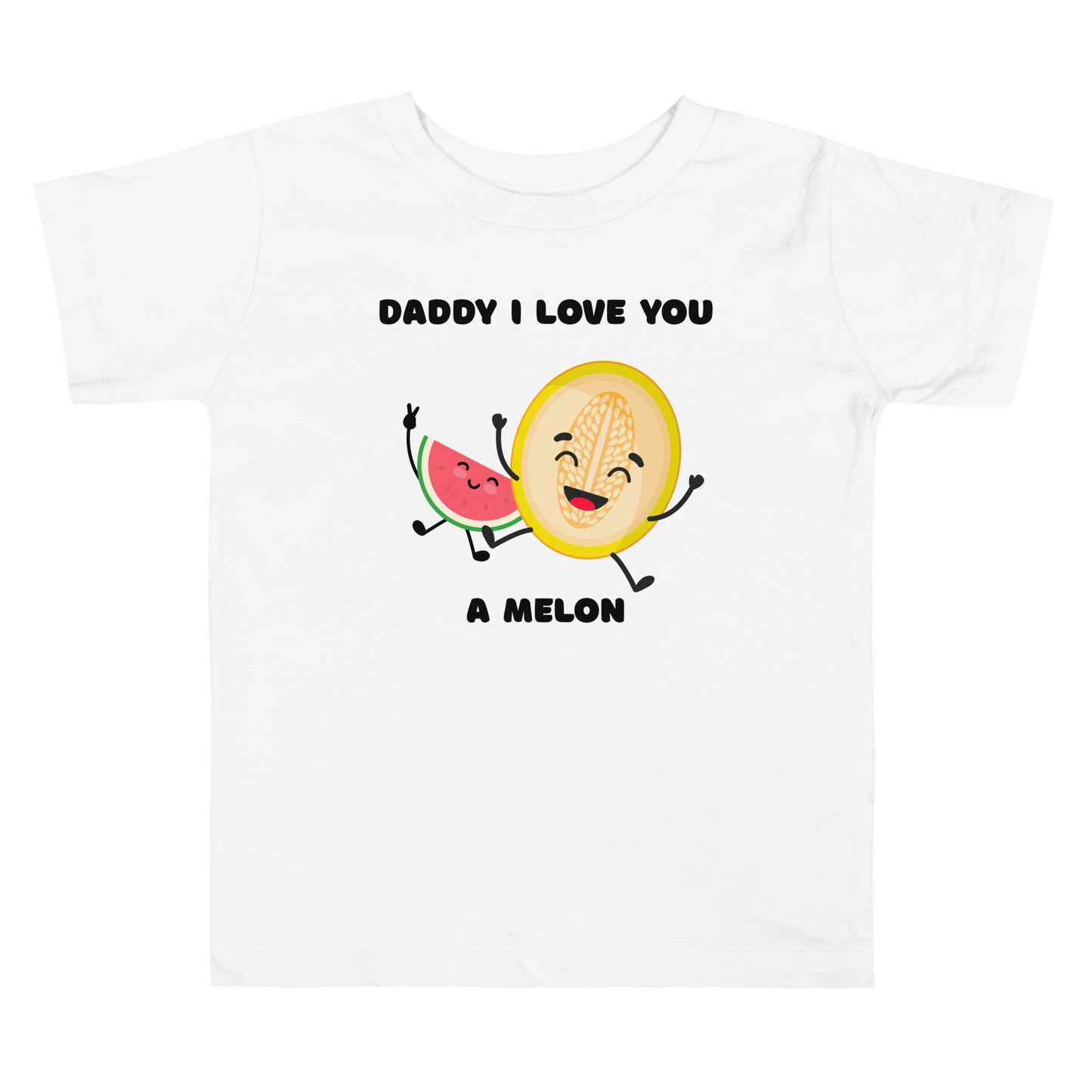Toddler white t-shirt with 'Daddy I Love You A Melon' statement design on white background